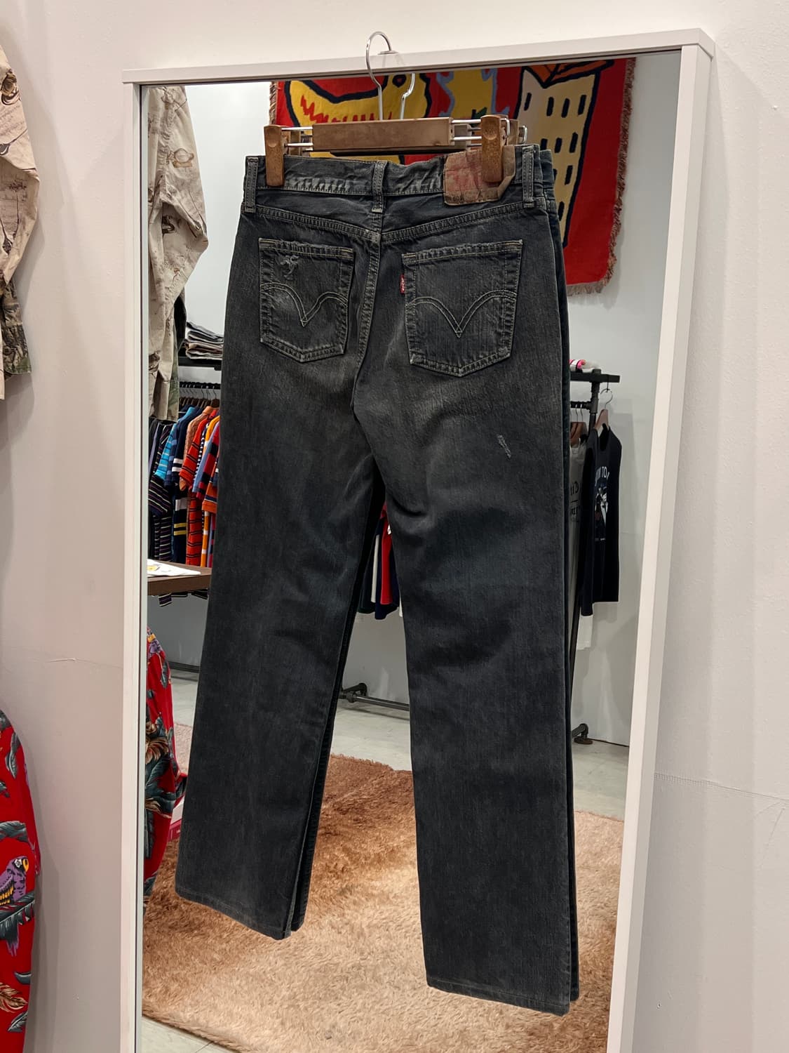 00s Levis 리바이스 501 빈티지 흑청 데님 팬츠 (28-29) 상품이미지5