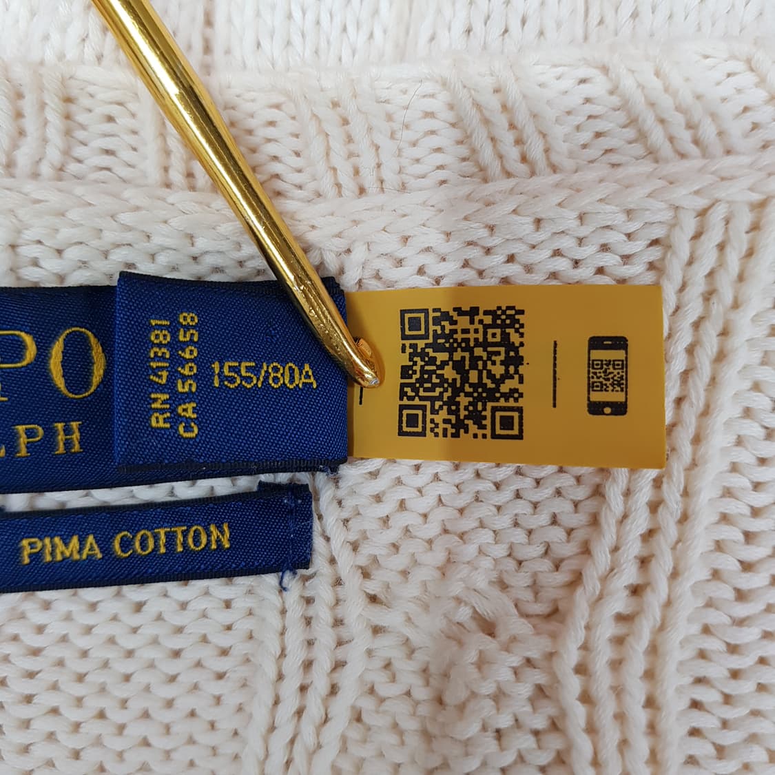 폴로 랄프로렌  피마코튼 케이블 브이넥 니트 xs사이즈 상품이미지6