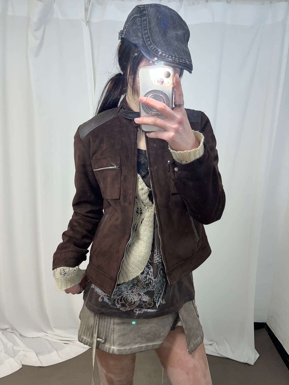 Y2K 브라운 스웨이드 자켓 상품이미지2