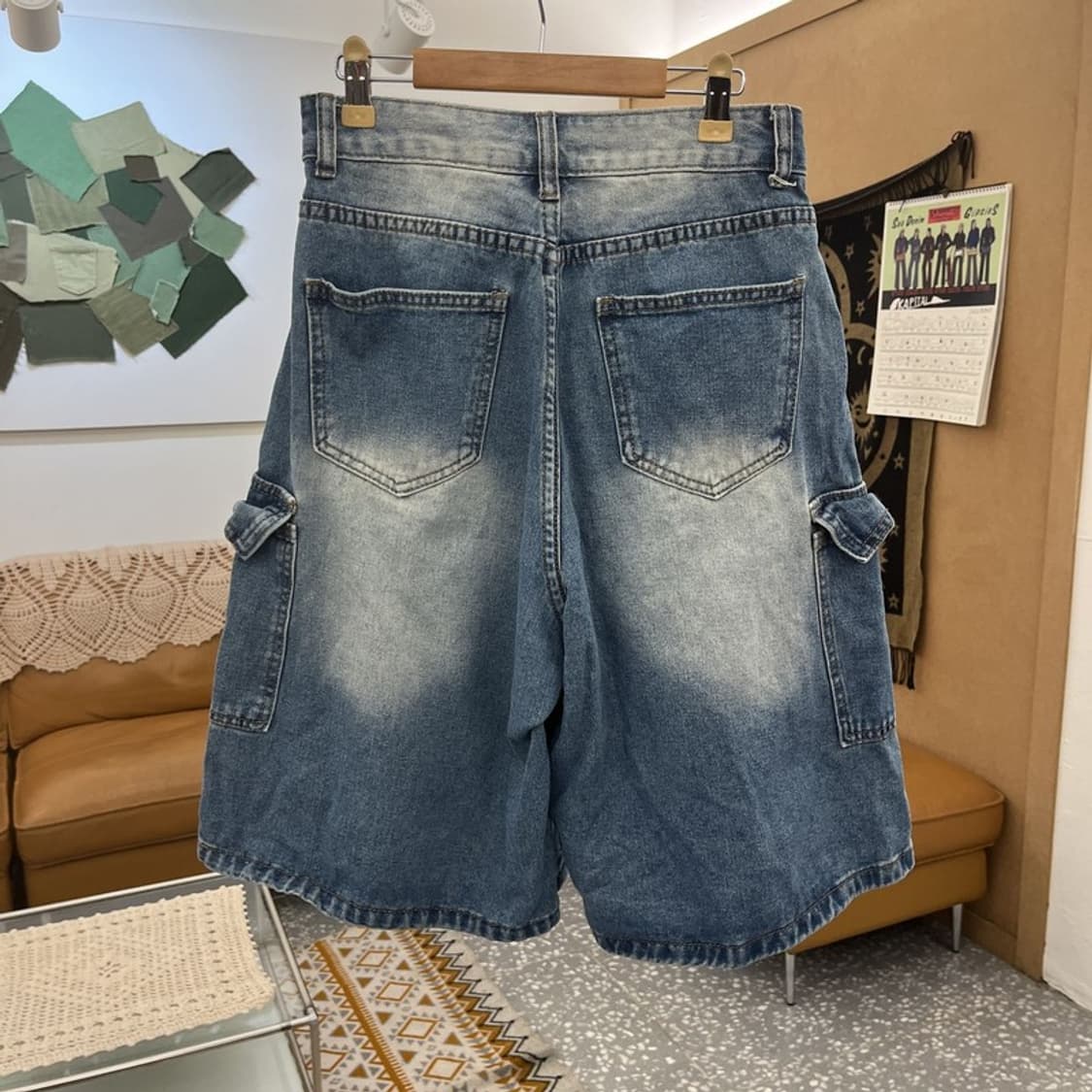 빈티지 스트릿 캐주얼 버뮤다 데님 카고 반바지 26인치 C11005 상품이미지4
