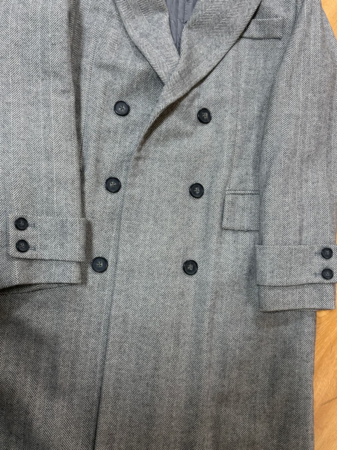 빈티지 하이 퀄리티 헤링본 더블 코트 상품이미지4