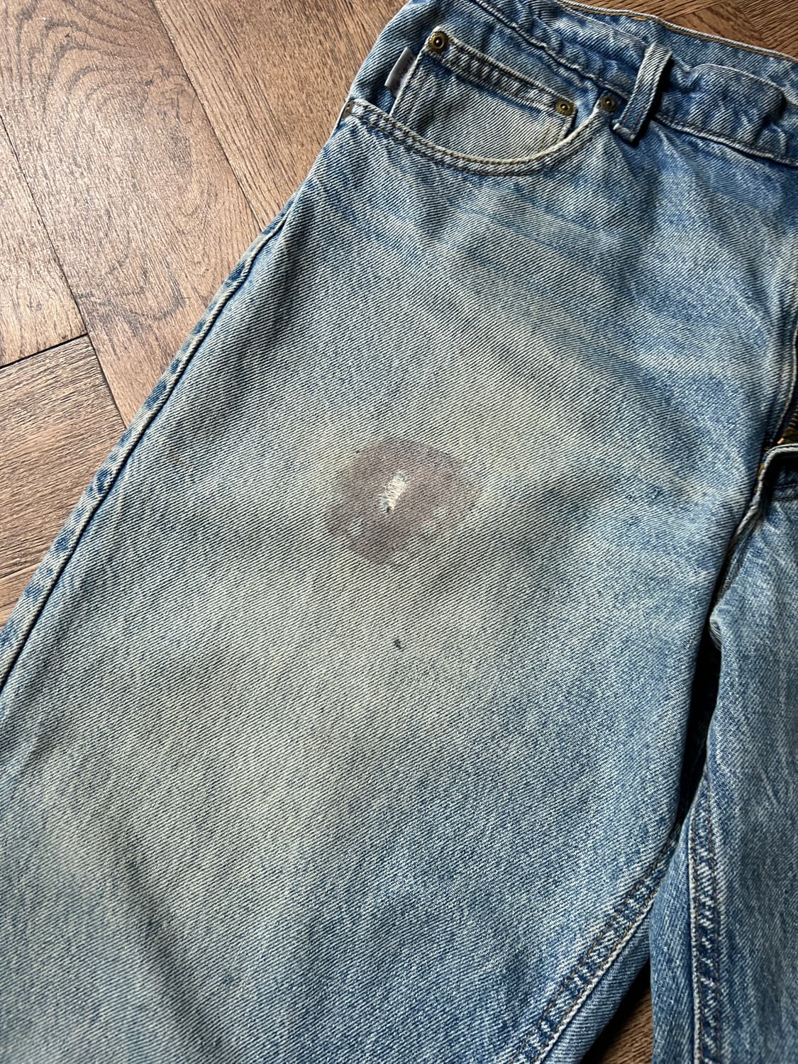 [36]90's 칼하트 Made in USA 빈티지 워싱 워크 데님 팬츠 상품이미지4