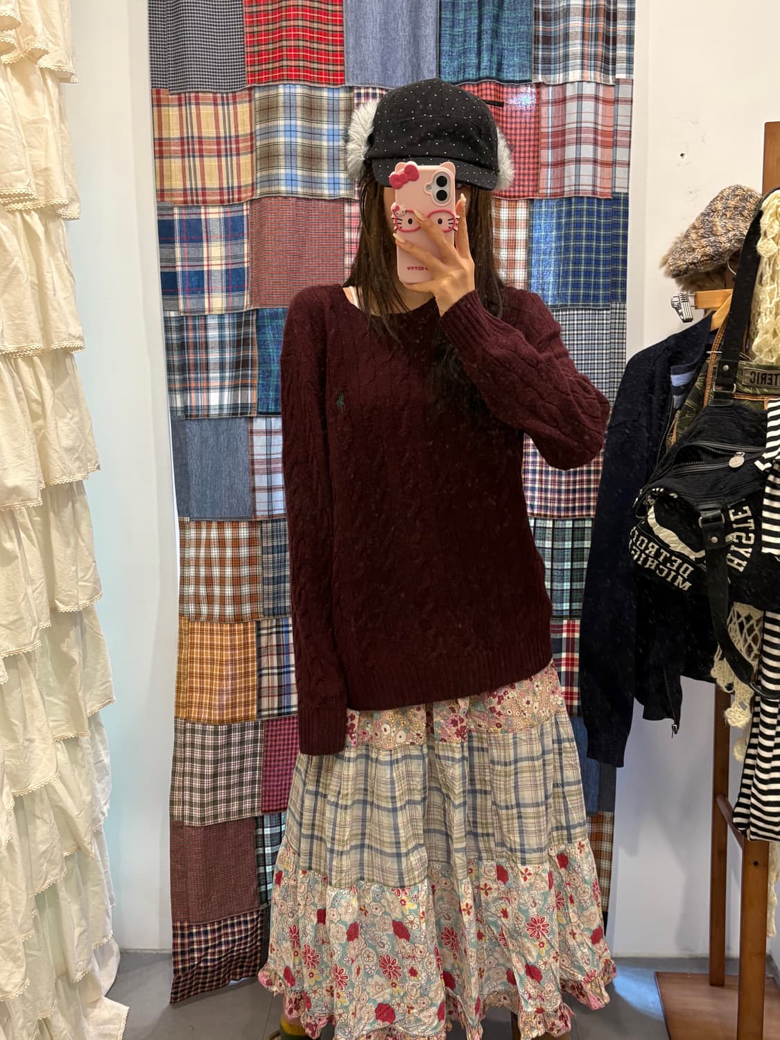 폴로 와인 꽈배기 니트 상품이미지1