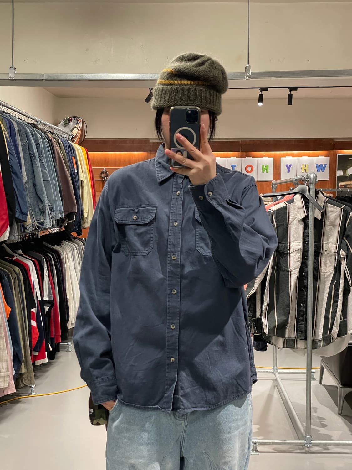 랭글러 워크 셔츠 (navy) 상품이미지3