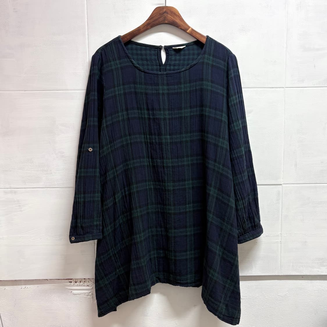 타탄체크 코튼 언발 모리걸 블라우스 JPN 상품이미지1