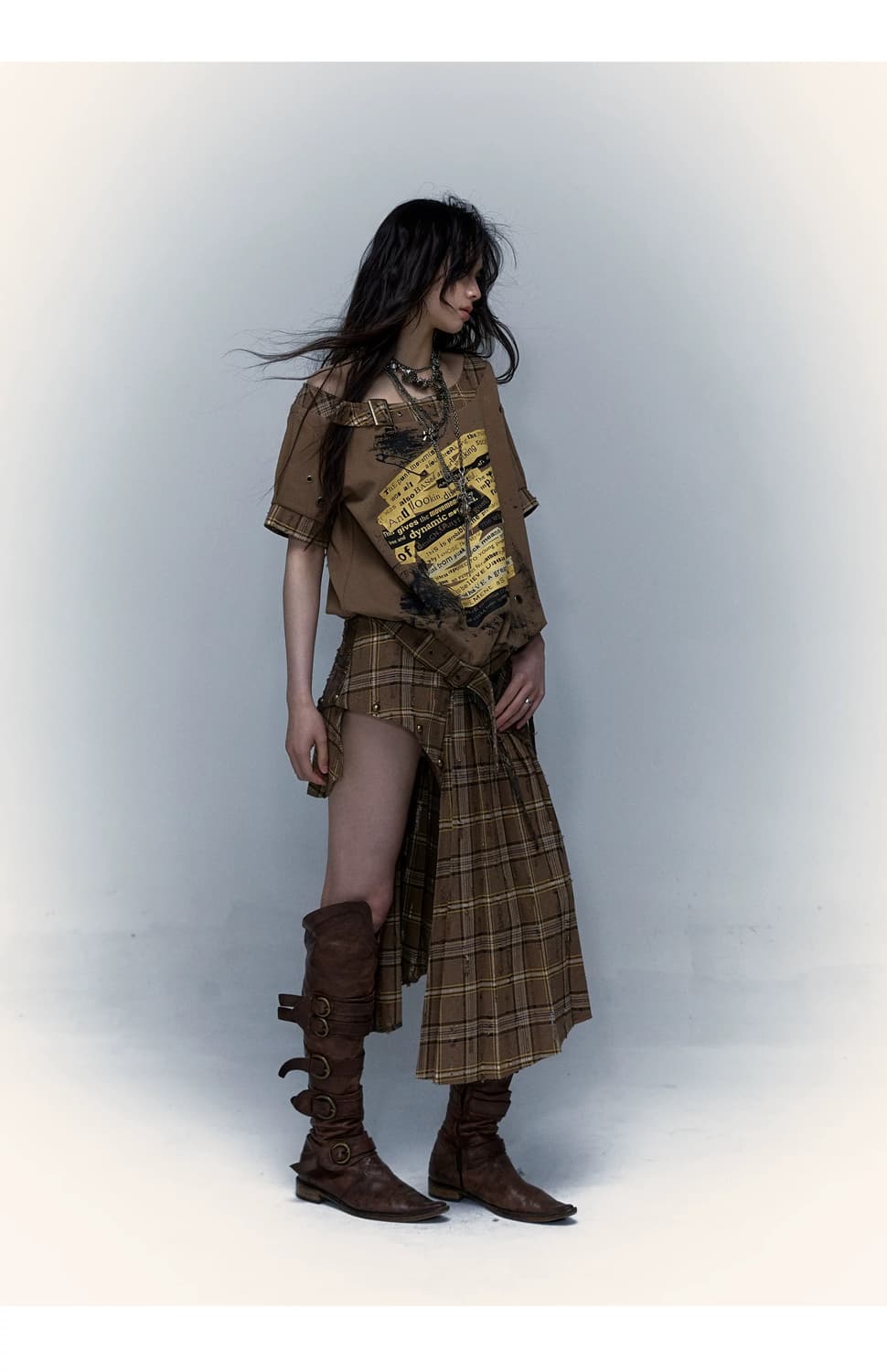 Punk Rock Buckle Straps Loose T-shirt 상품이미지5