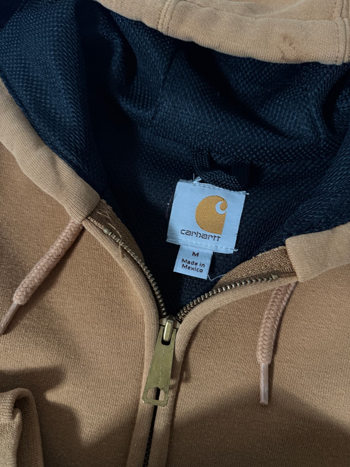 칼하트 오버핏 오리지널 카멜 브라운 써멀 스웻 후드집업 상품이미지5