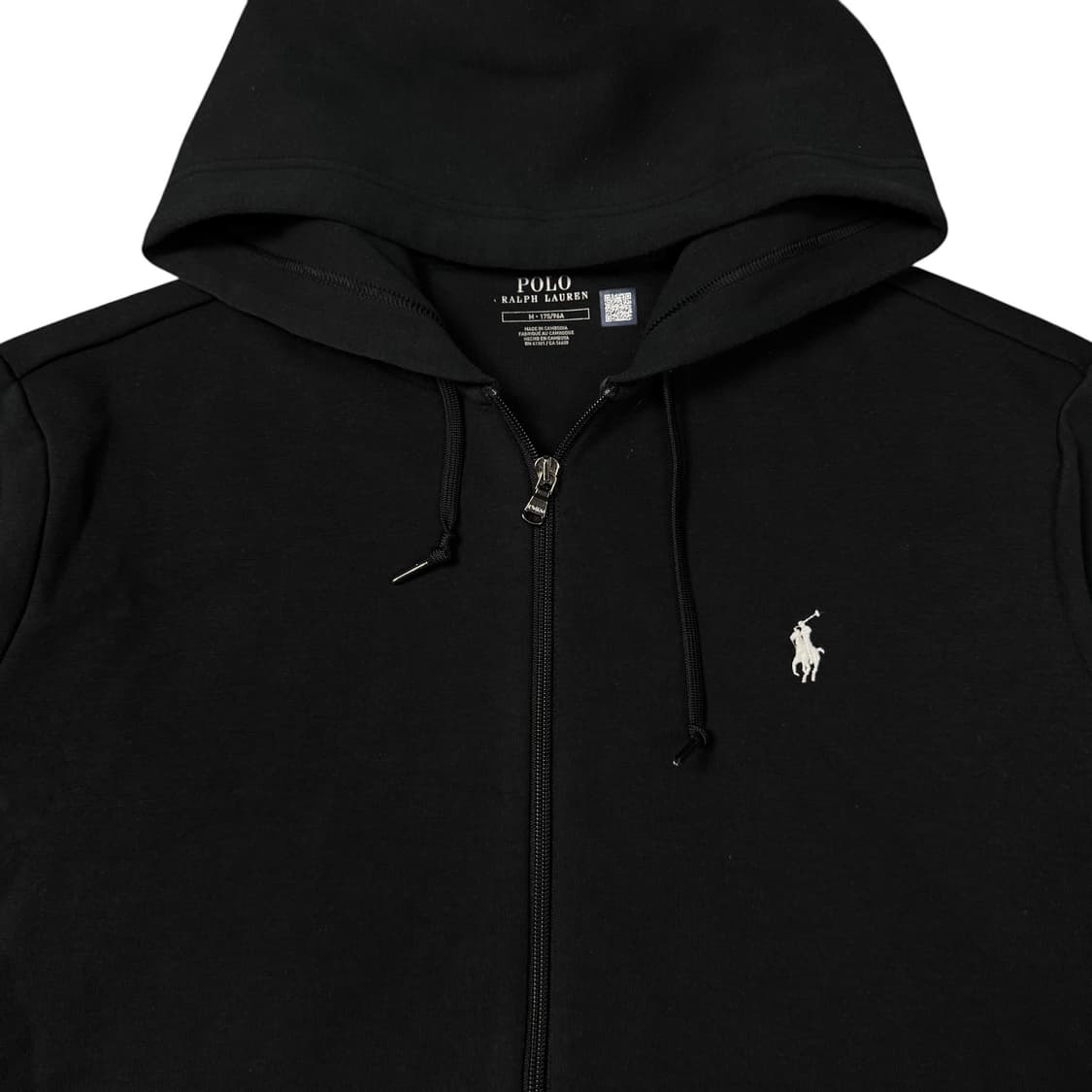 (M) 폴로 랄프로렌 QR라벨 더블 니트 풀 지퍼 후디 블랙 상품이미지2