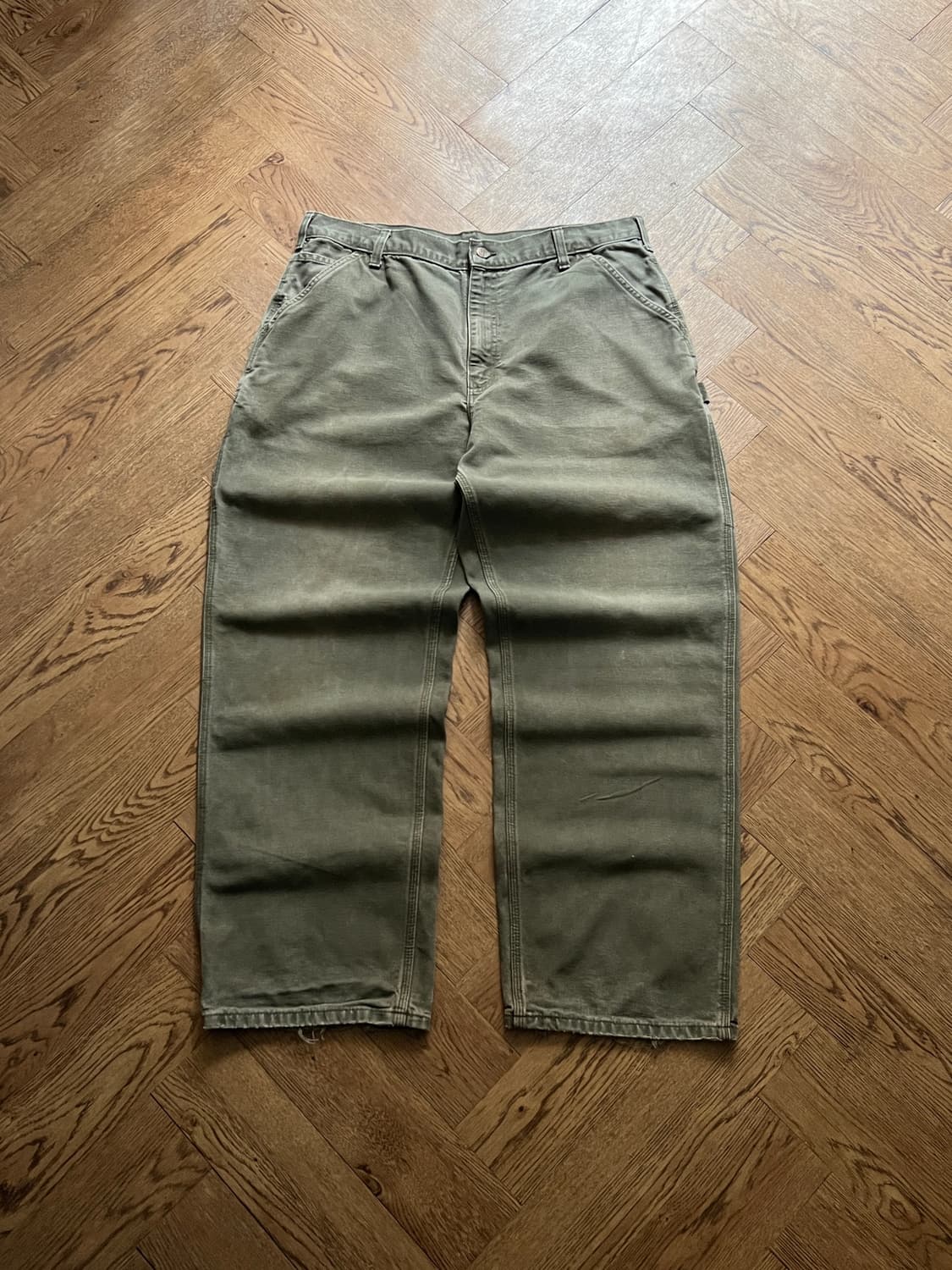 [38]칼하트 USA 빈티지 워싱 모스그린 카펜터 워크 팬츠 M4 상품이미지1