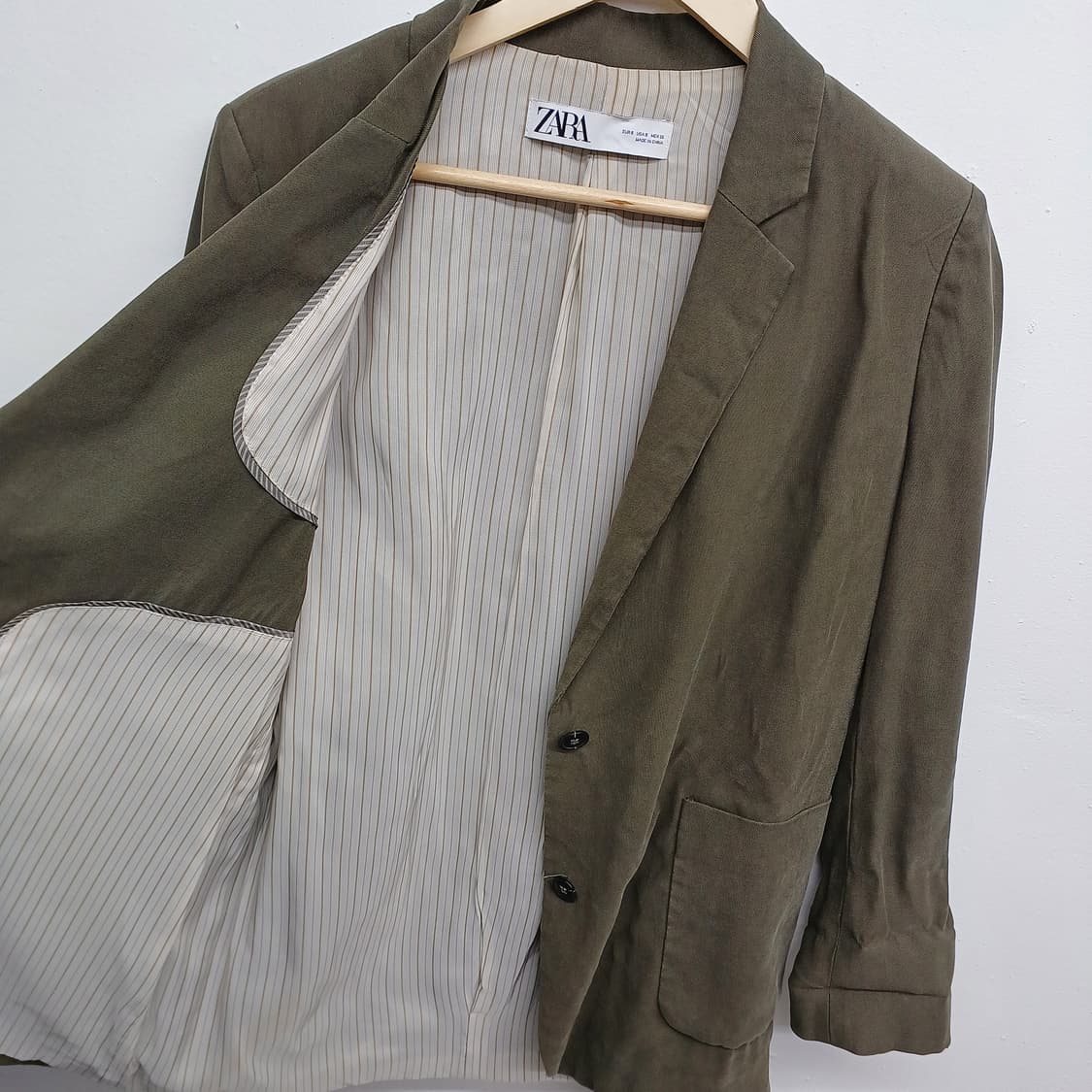 자라 올리브 싱글 버튼 블레이저 자켓 S 상품이미지3