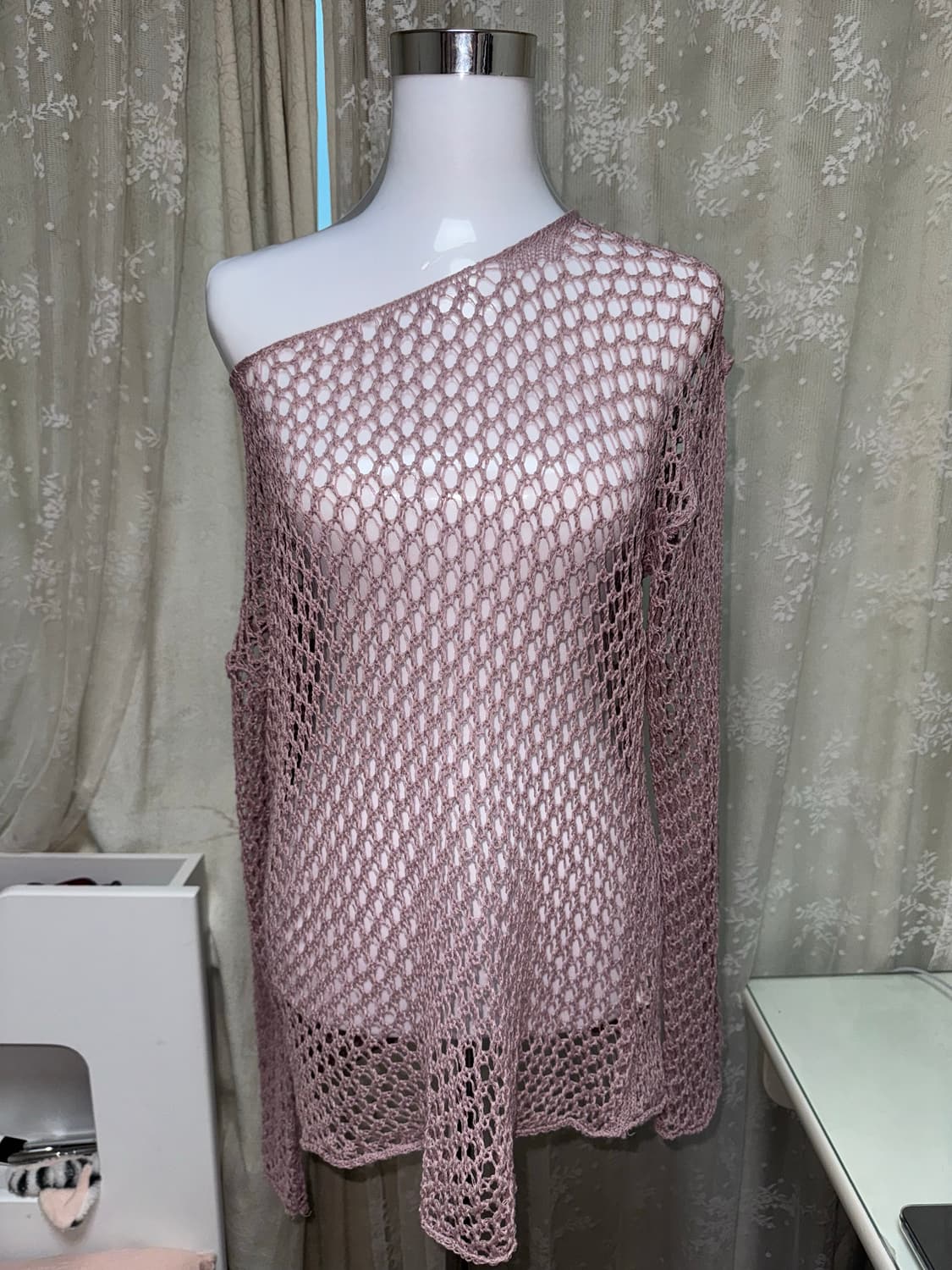 Vintage pink grunge mesh knitwear 상품이미지1