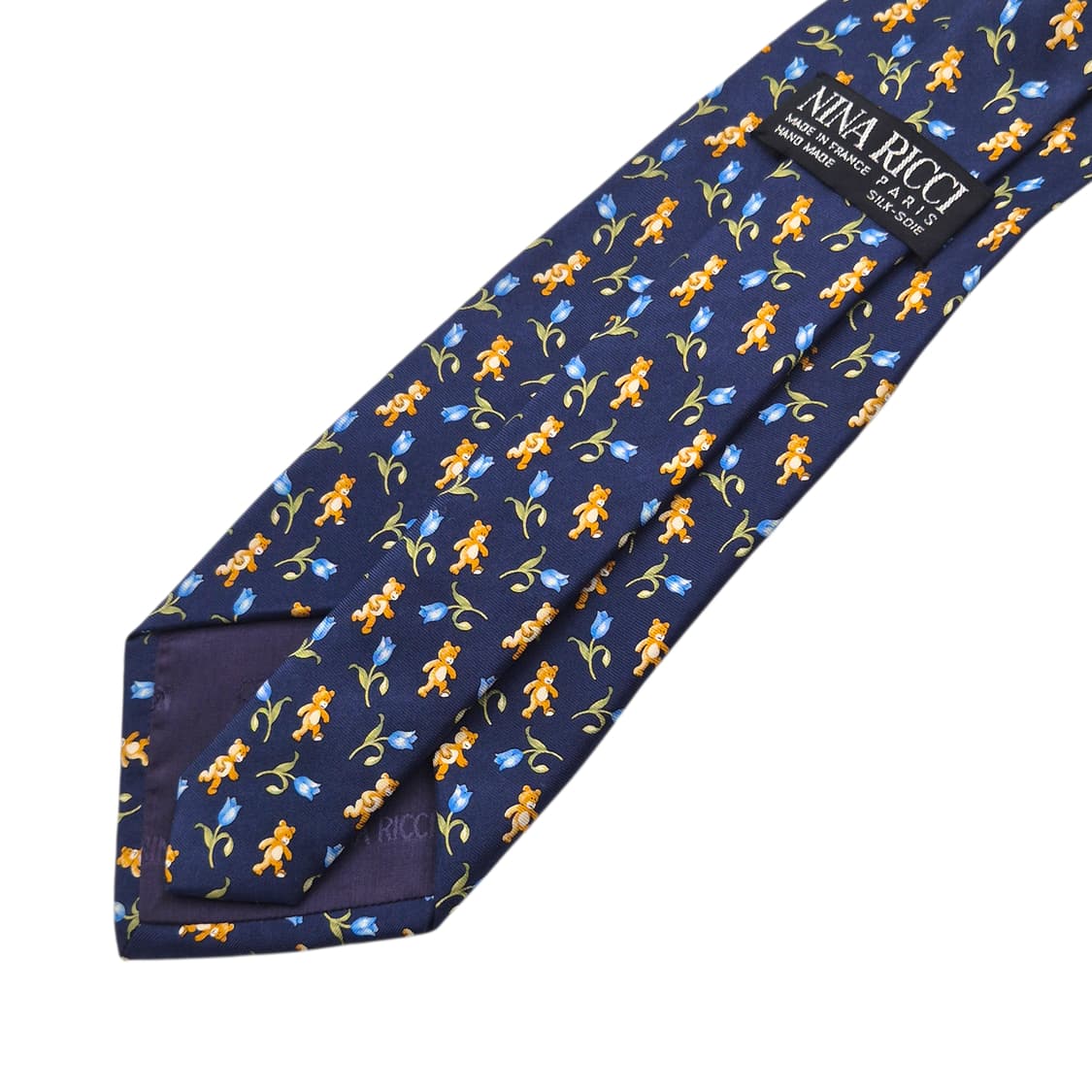 90s 프랑스 니나리치 테디베어 튤립 실크 넥타이 상품이미지3