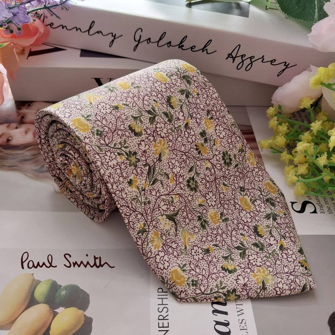 폴 스미스 실크 플라워 패턴 넥타이 9.5cm A+등급 K1296
 상품이미지1