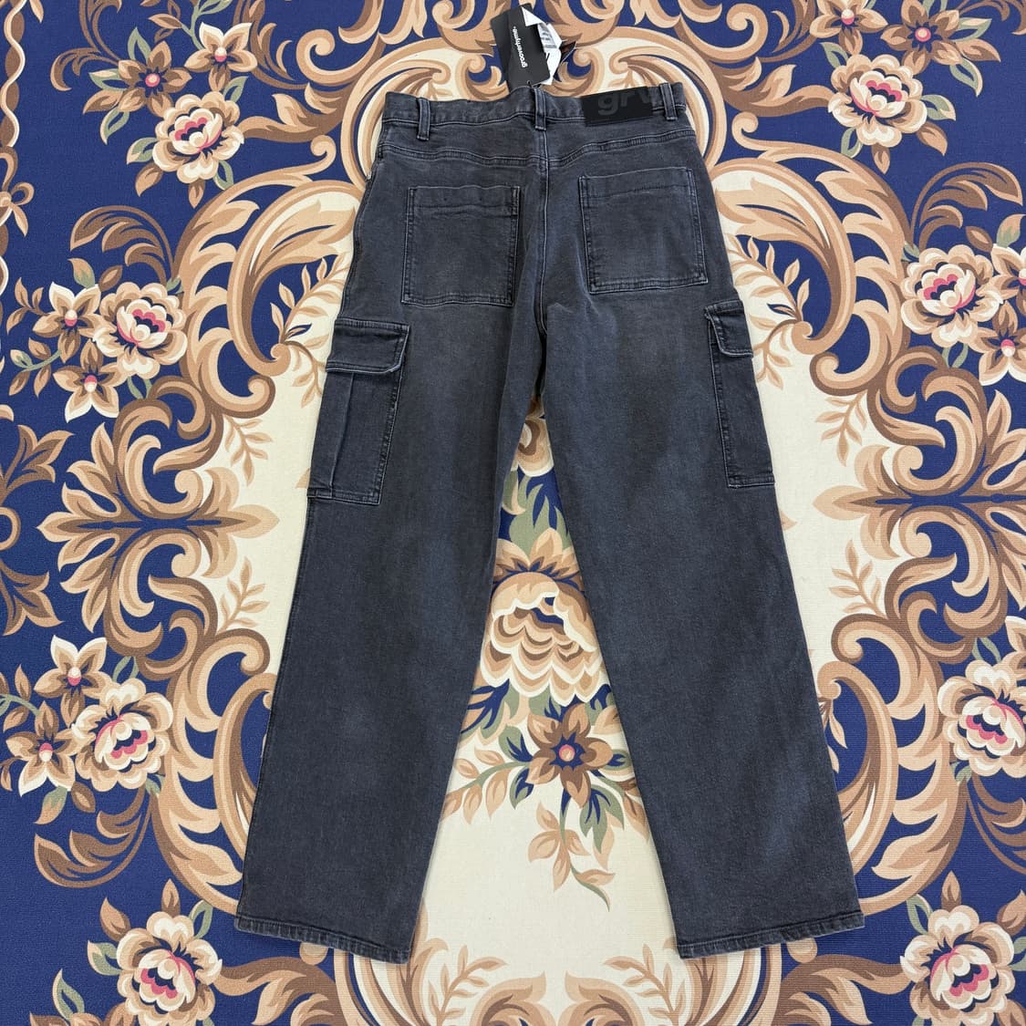 (M)그루브라임 Groove rhyme 흑청 카고데님팬츠(새상품) 상품이미지6