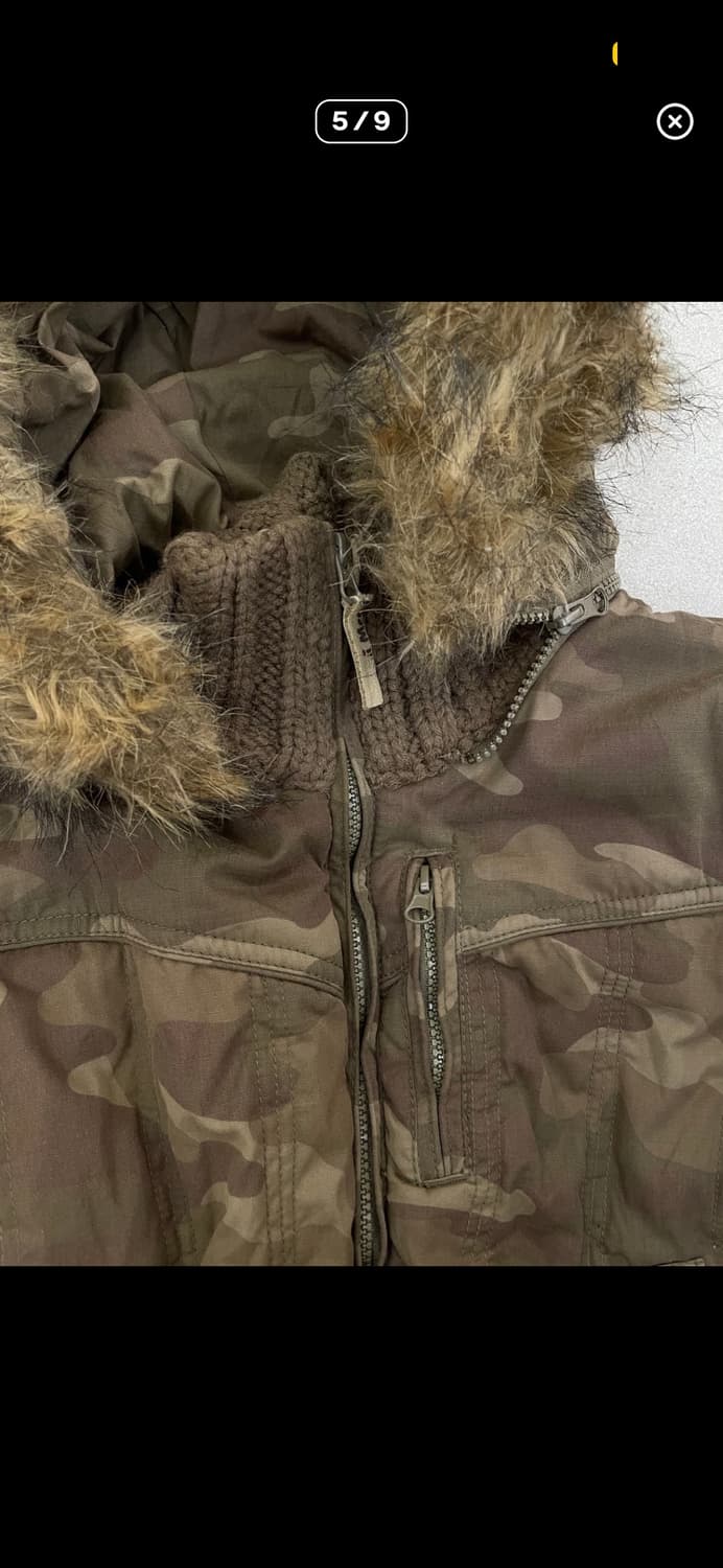 카모 퍼 숏 아우터 패딩 갸루 y2k 상품이미지5