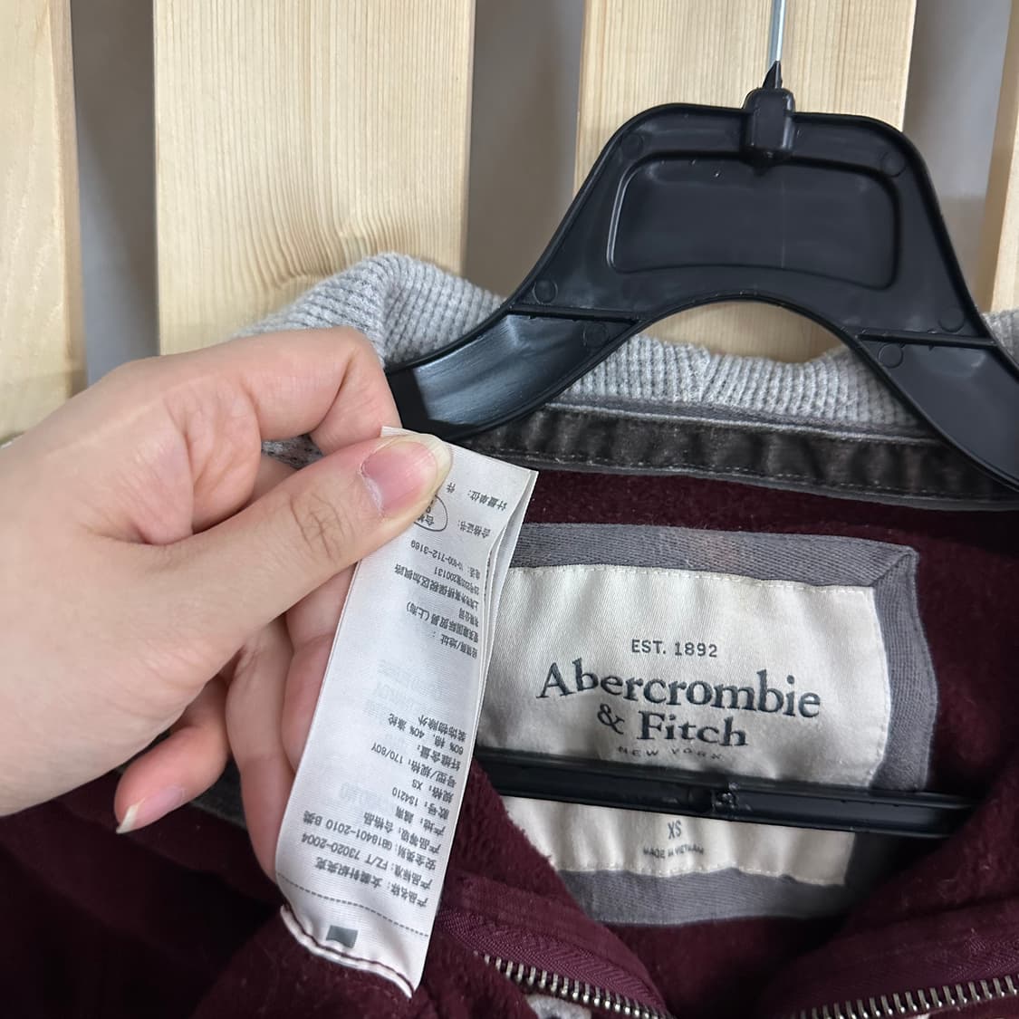 (XS) 아베크롬비 버건디 후드집업 상품이미지5