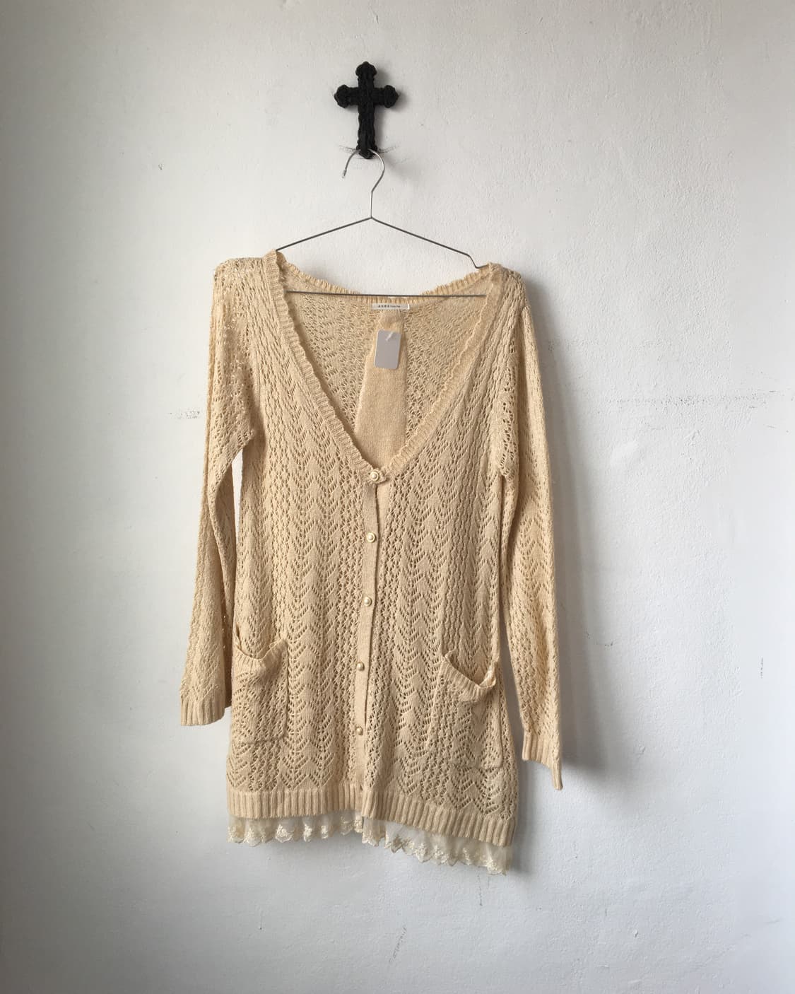axes femme back lace point crochet cardi 상품이미지2