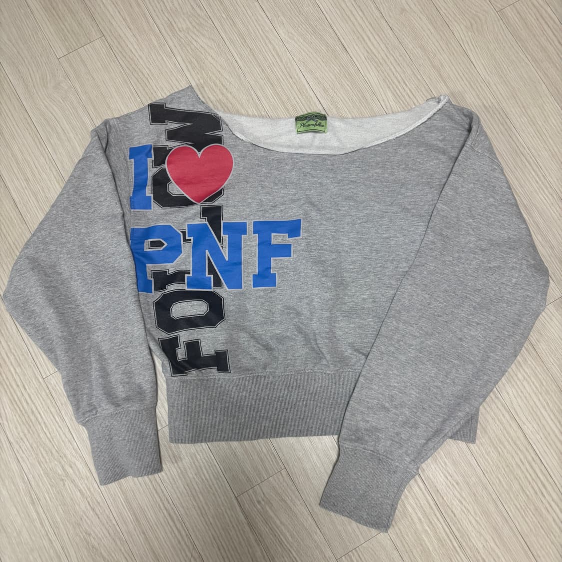 플리즈노팔로우 I LOVE PNF Logo SweatShirt 그레이 상품이미지7