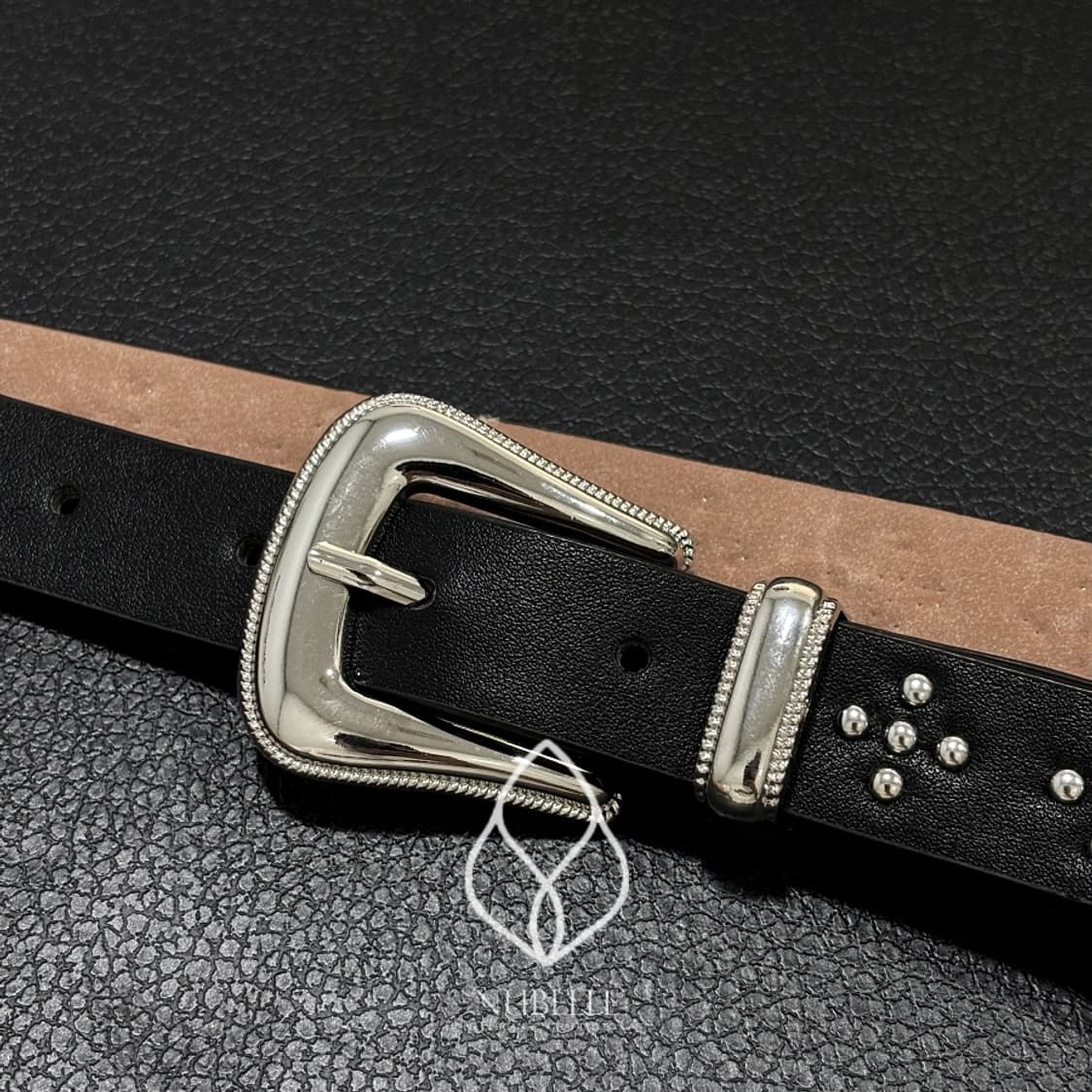 🌗 Cross tiny stud belt / 크로스 스터드 가죽 벨트 상품이미지5