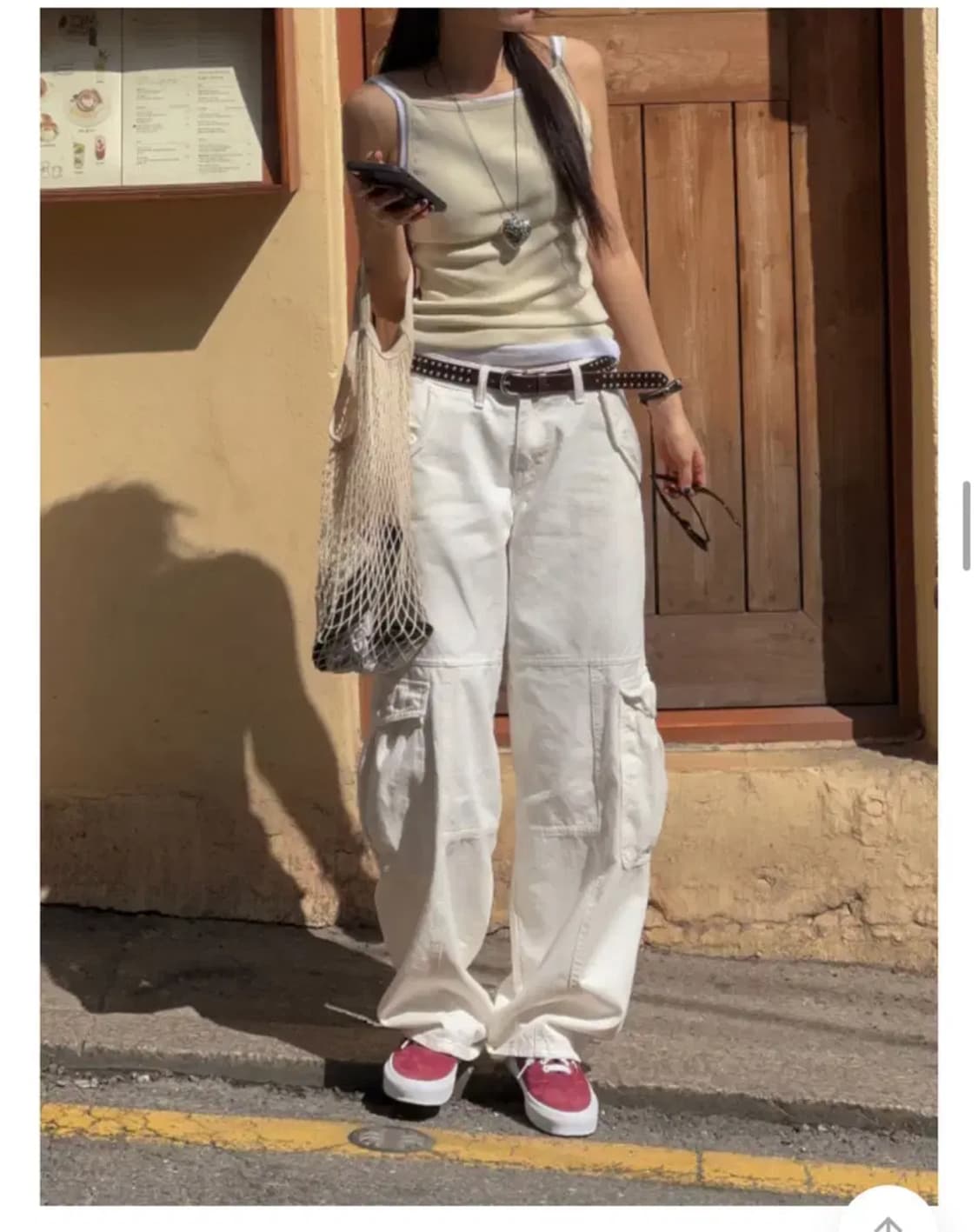 서울베이스드 로우라이즈 카고팬츠 화이트 상품이미지2