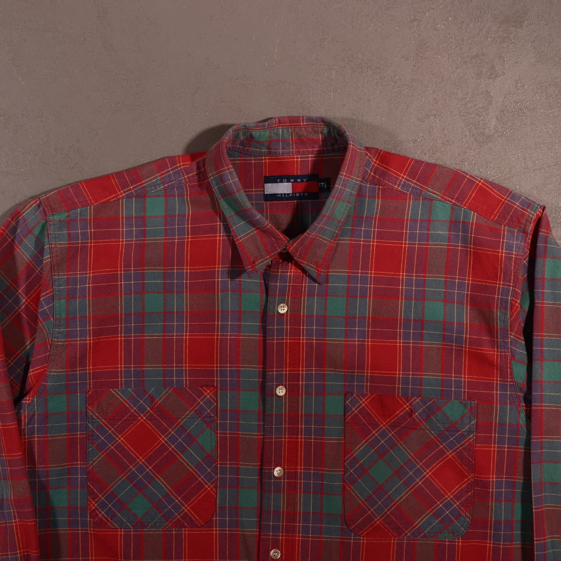 90s 타미힐피거 헤비코튼 체크셔츠 상품이미지2