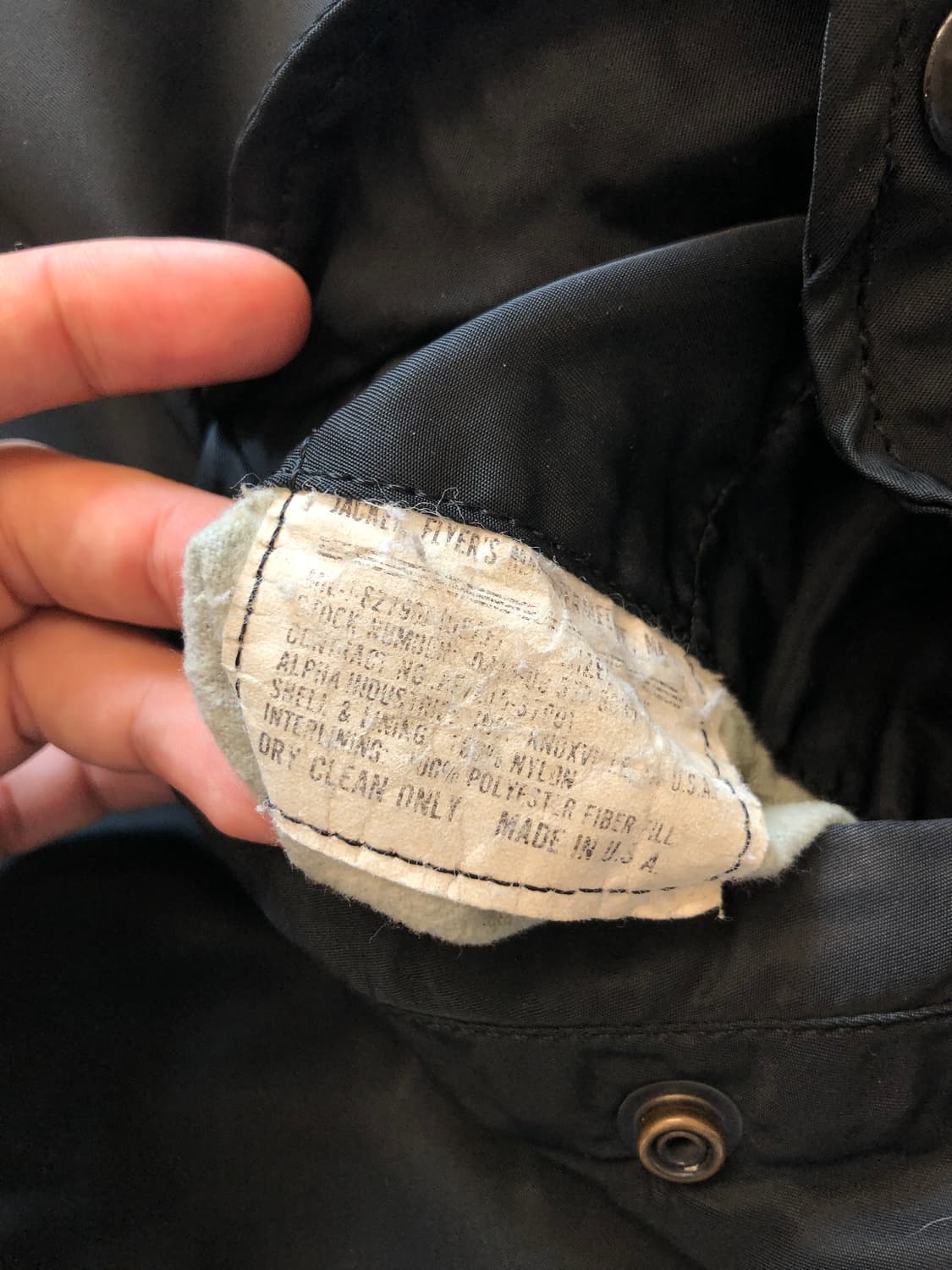 90s alpha ma-1 블랙 L 상품이미지7