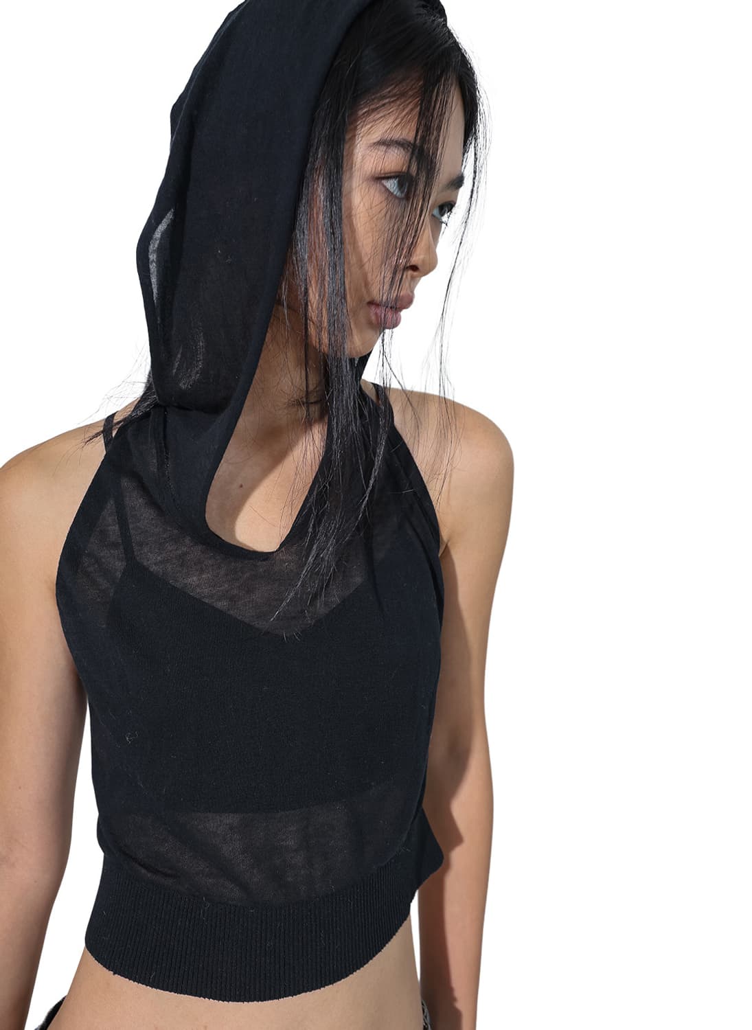 [F]퍼버즈 26ss 크롭 후드 니트/블랙 상품이미지1