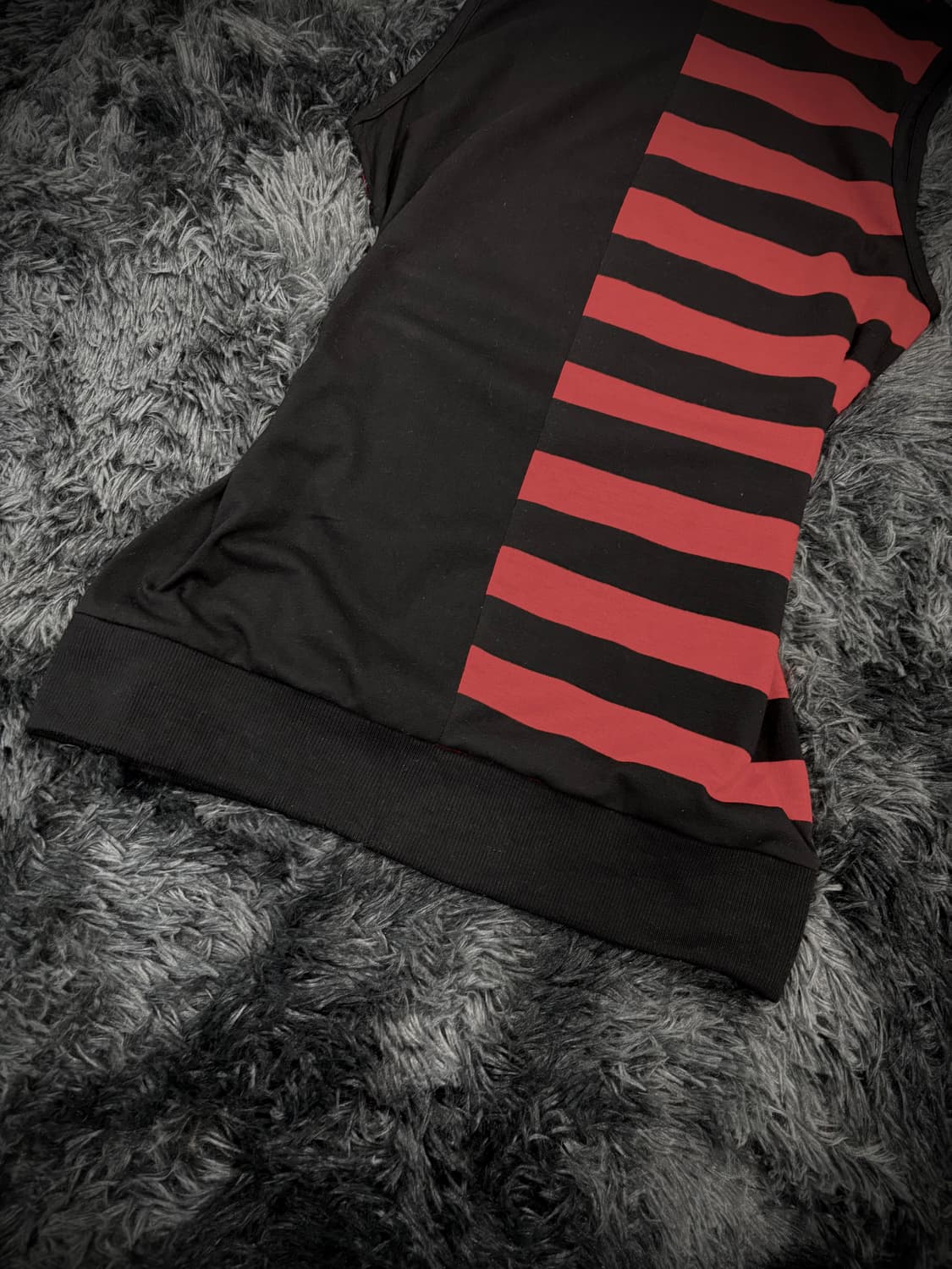 Y2K 펑크 캣이어 후드 스트라이프 슬리브리스 상품이미지6