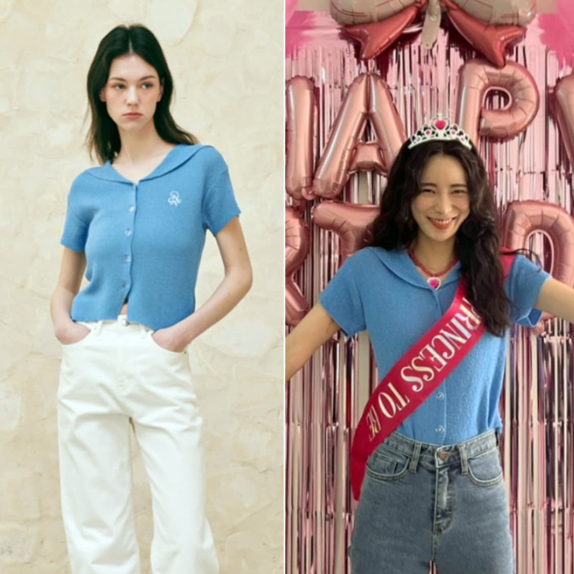 론론(RONRON) 세일러 부클 썸머가디건 55-66 새상품  상품이미지3