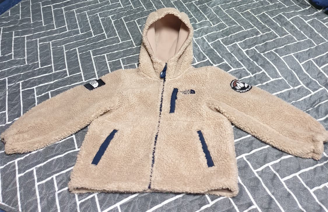 노스페이스 키즈 뽀글이 후드 짚업 자켓 베이지 (120) 상품이미지1