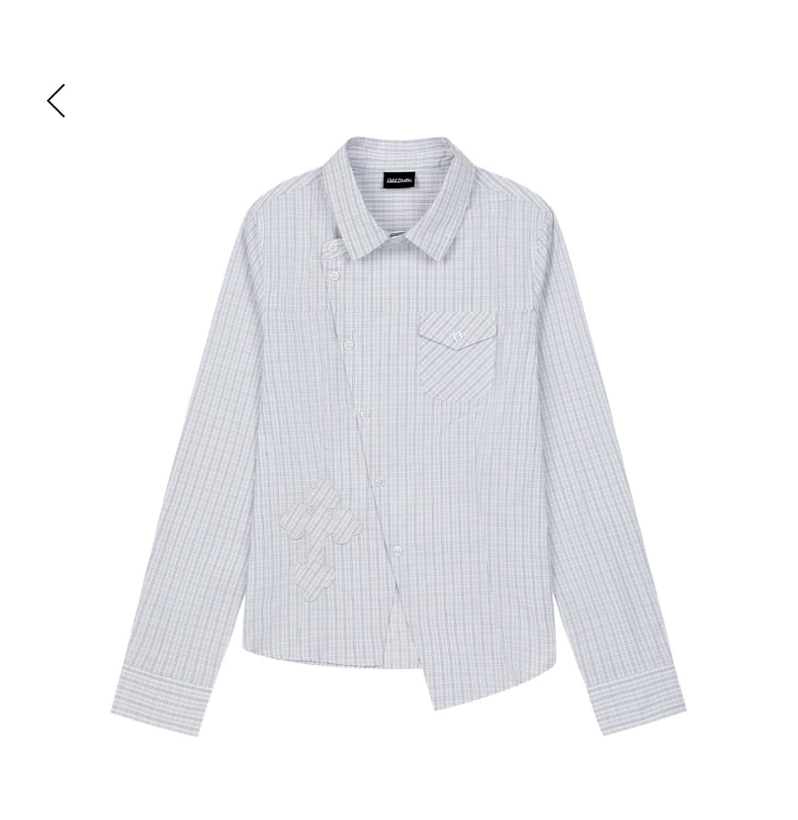 오드스튜디오 크로스 아플리케 슬림핏 체크 셔츠 - WHITE 상품이미지1