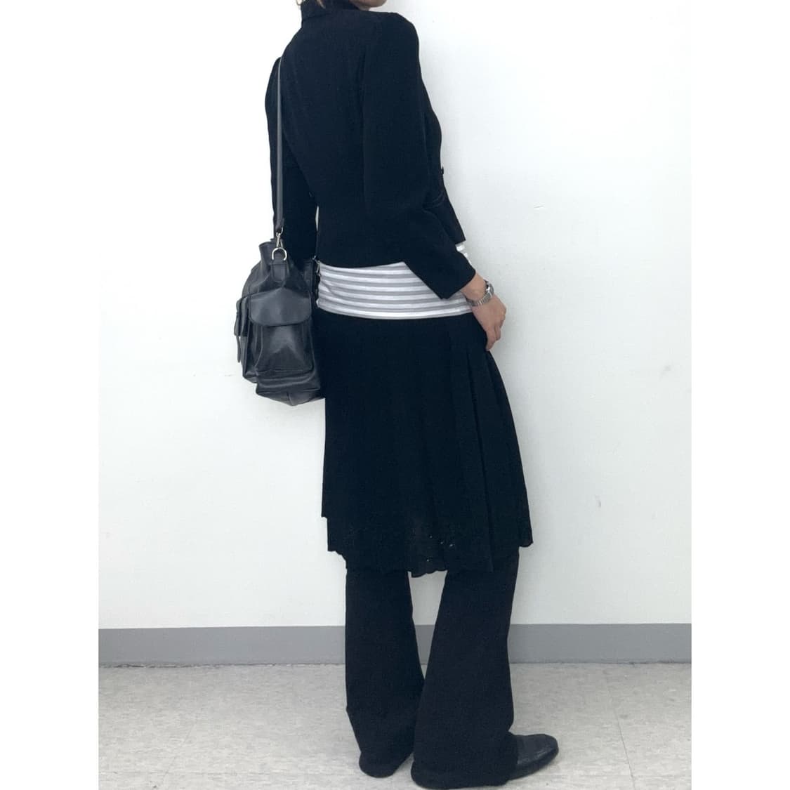 빈티지 블랙 블레이저 스커트 셋업 상품이미지3