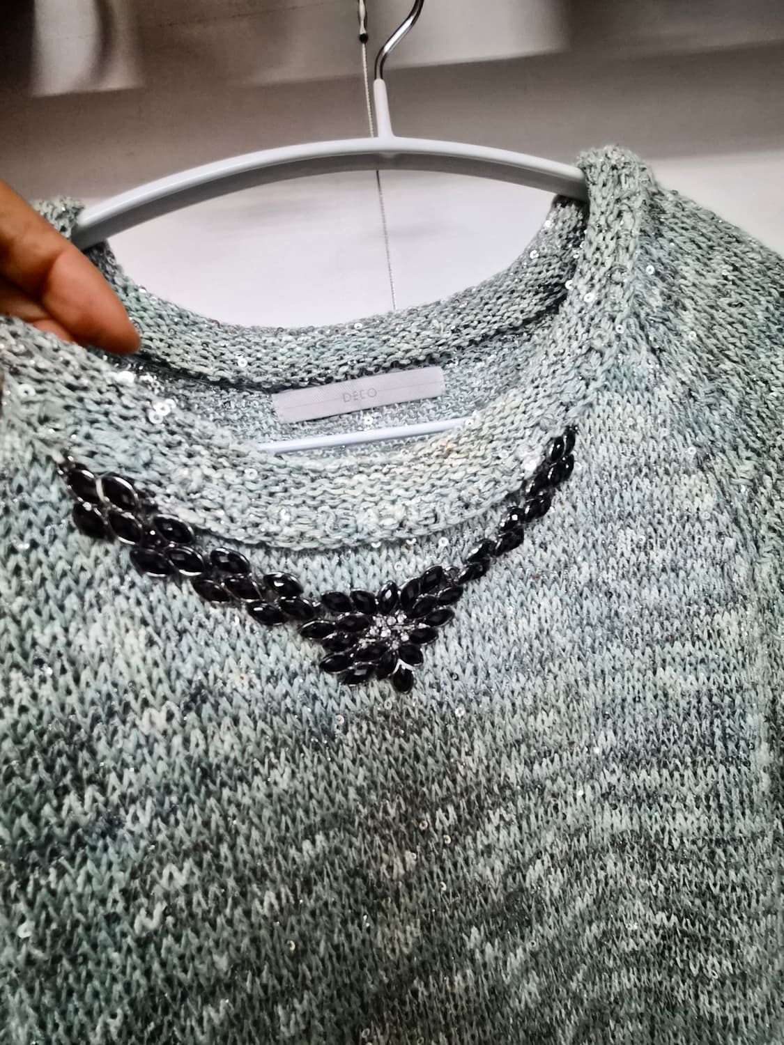 데코 민트 린넨 샤이니 니트원피스& 포켓 롱니트 상품이미지2