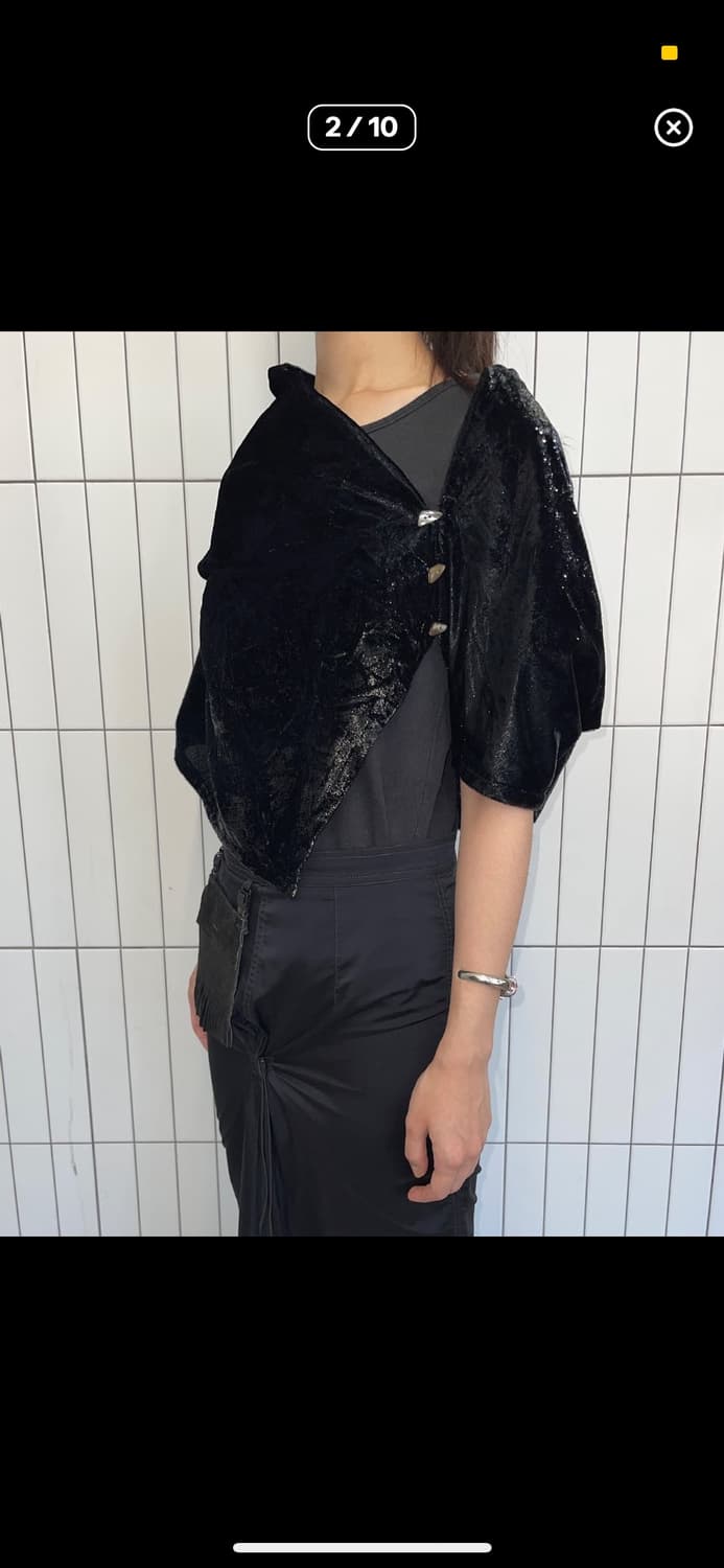 리츠코 시라하마 벨벳 비대칭 버튼 가디건 탑 상품이미지9