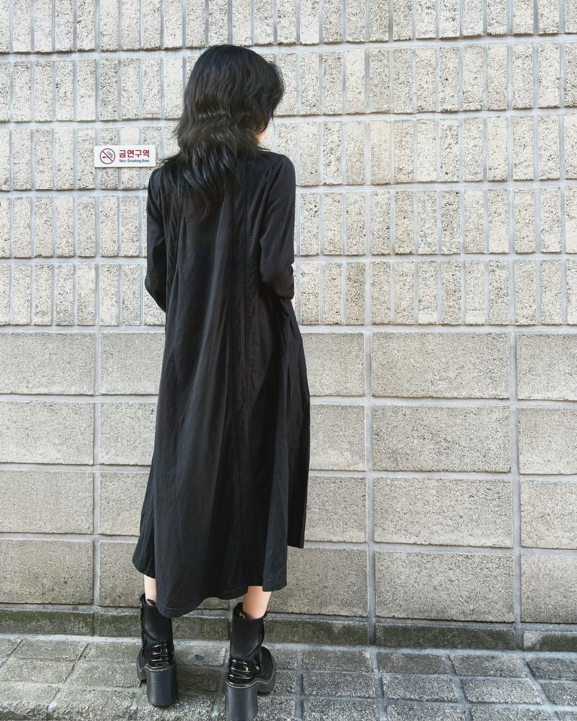 캐피탈 올 블랙 코튼 롱 원피스 상품이미지7