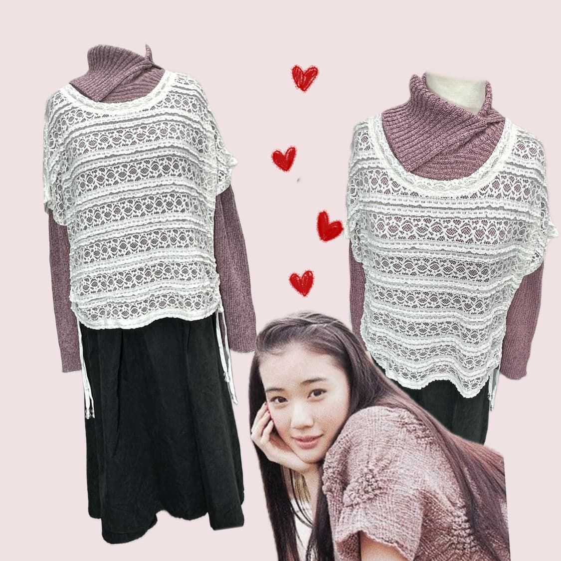 🤍하구미의 그런지 코디세트 🤍 레이스 레이어드 에스닉 히메갸루 스커트 상품이미지2