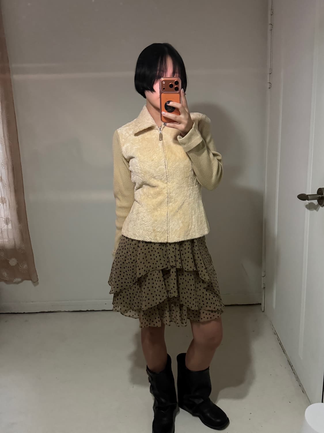 일본빈티지 퍼 니트 가디건 자켓 상품이미지1