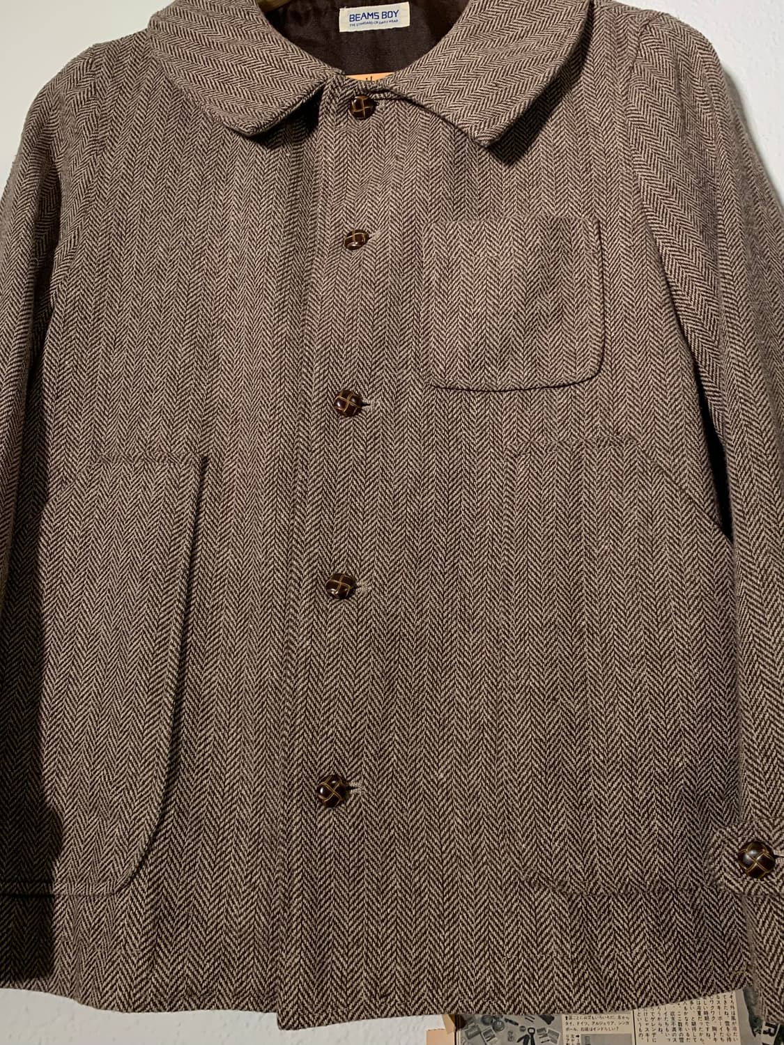 빔즈보이 헤링본 레더버튼 자켓 상품이미지4