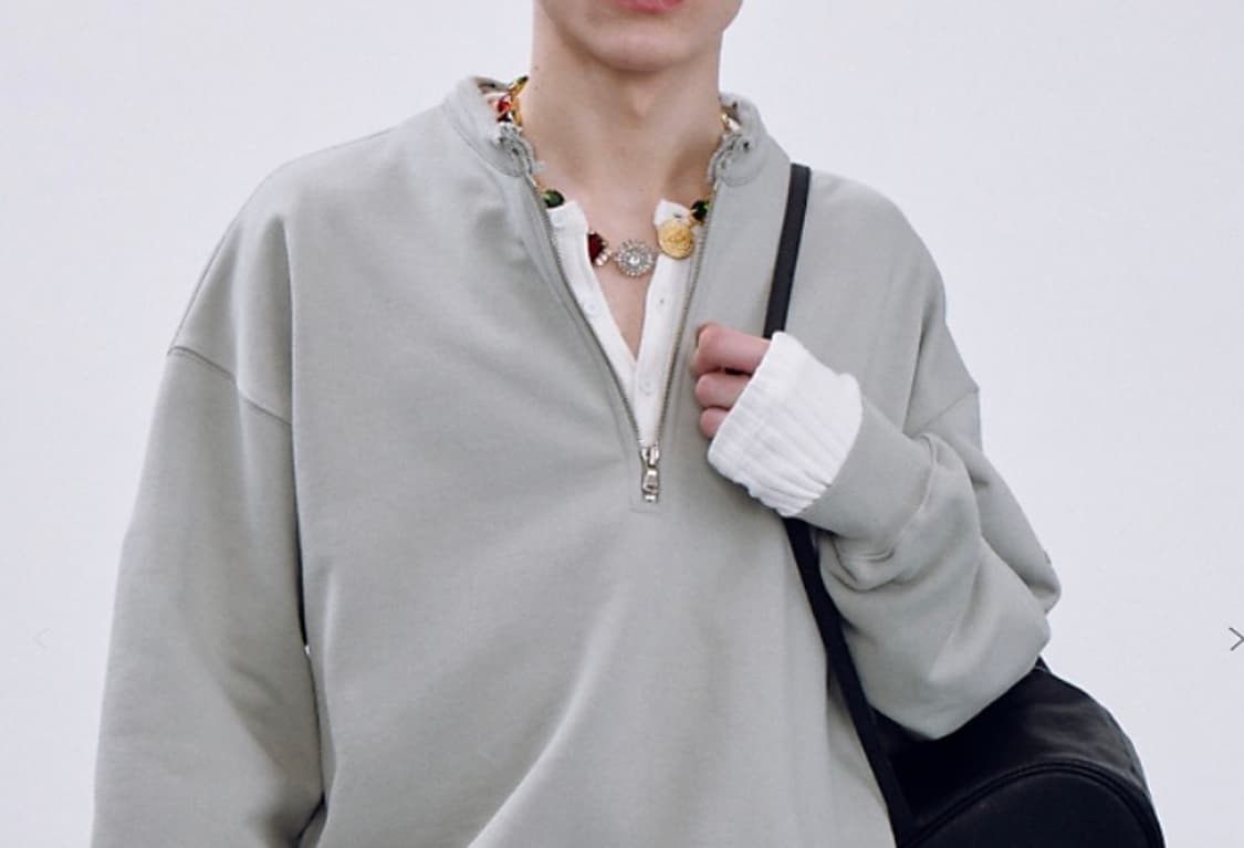 F 렉토 하프 집업 맨투맨 그레이시 카키 상품이미지1