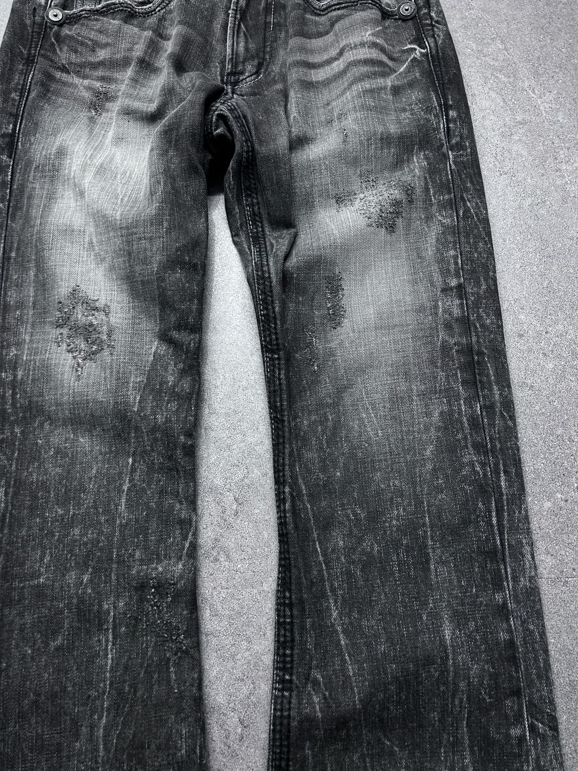 레더 패치 워싱 데님 상품이미지5