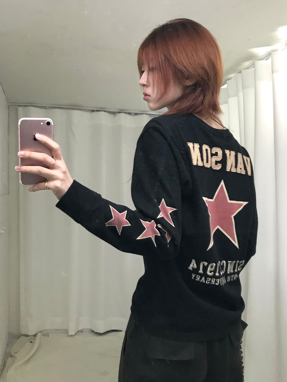 밴슨 사이드 별 프린팅 아플리케 롱슬리브 상품이미지2