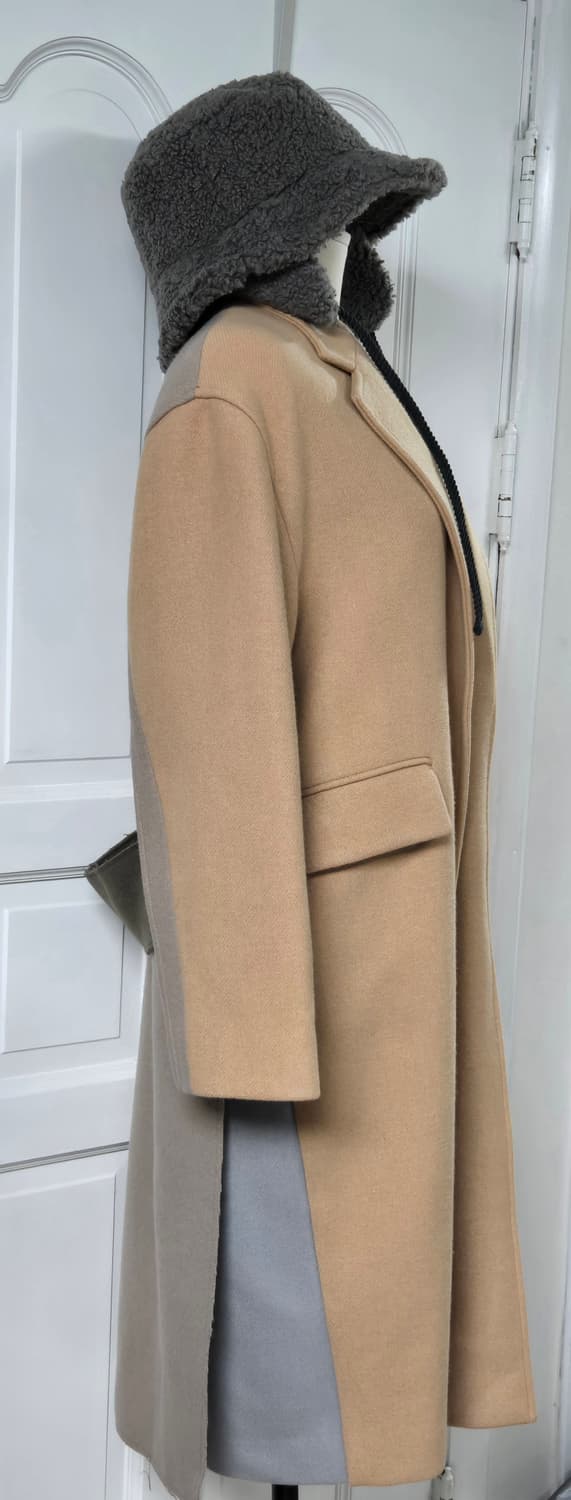 그레이양 컬러블록 울코트 상품이미지5