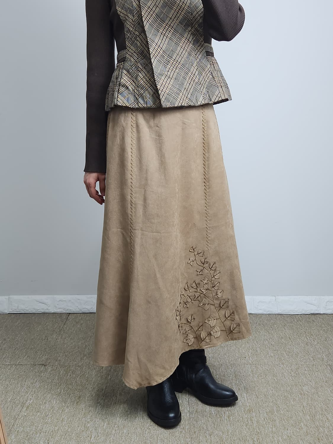 스웨이드 언발 스커트 상품이미지2