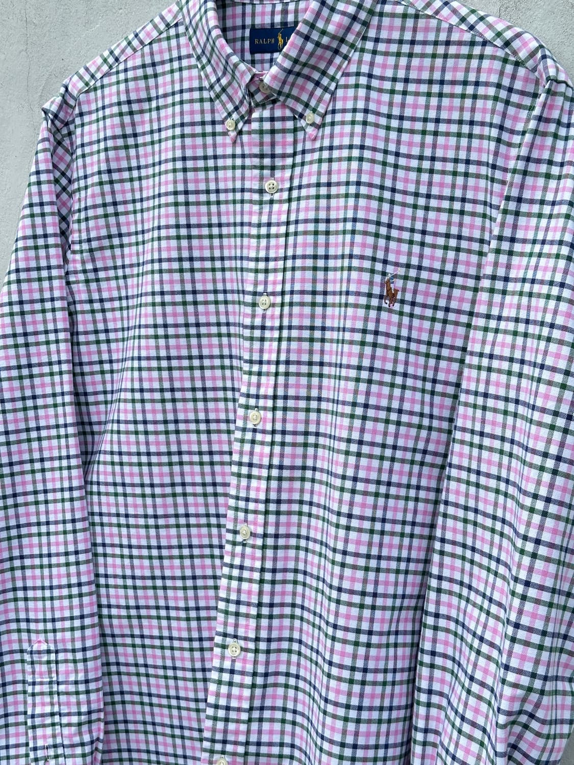 [2XL] 폴로 랄프로렌 핑크 그린퍼플 체크 옥스포드 셔츠 상품이미지5