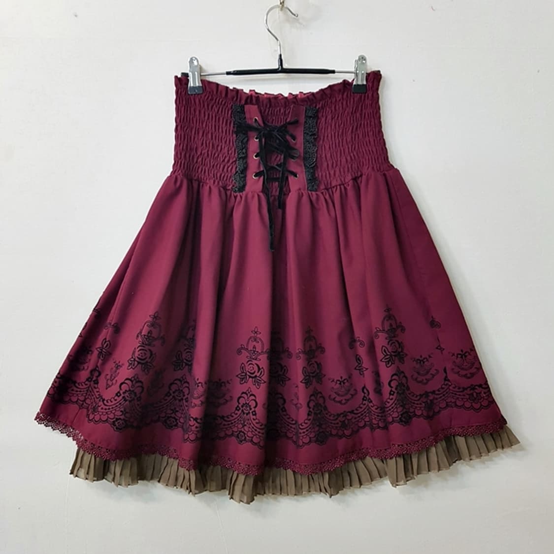 axes femme 밴딩 스커트 버건디 상품이미지1