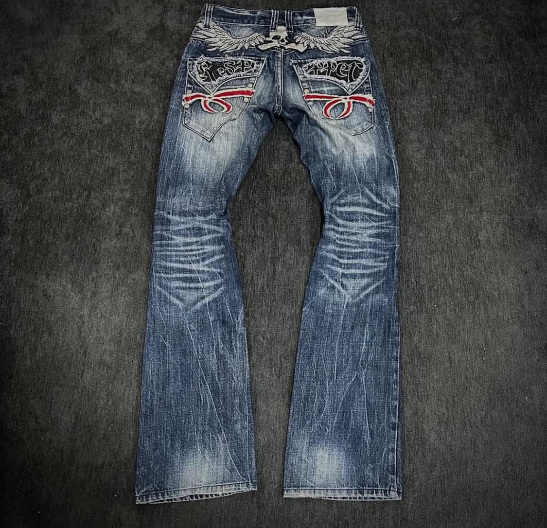 Red pepper 0O's skull embroider denim 상품이미지1