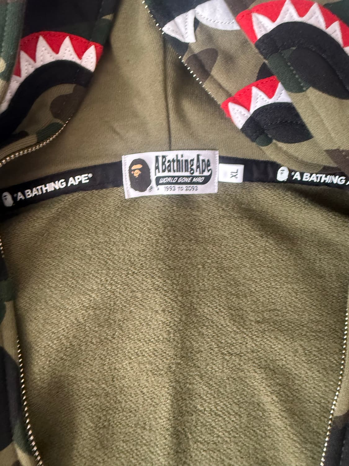 베이프 퍼스트 카모 샤크 풀 집 더블 후드 그린 상품이미지9