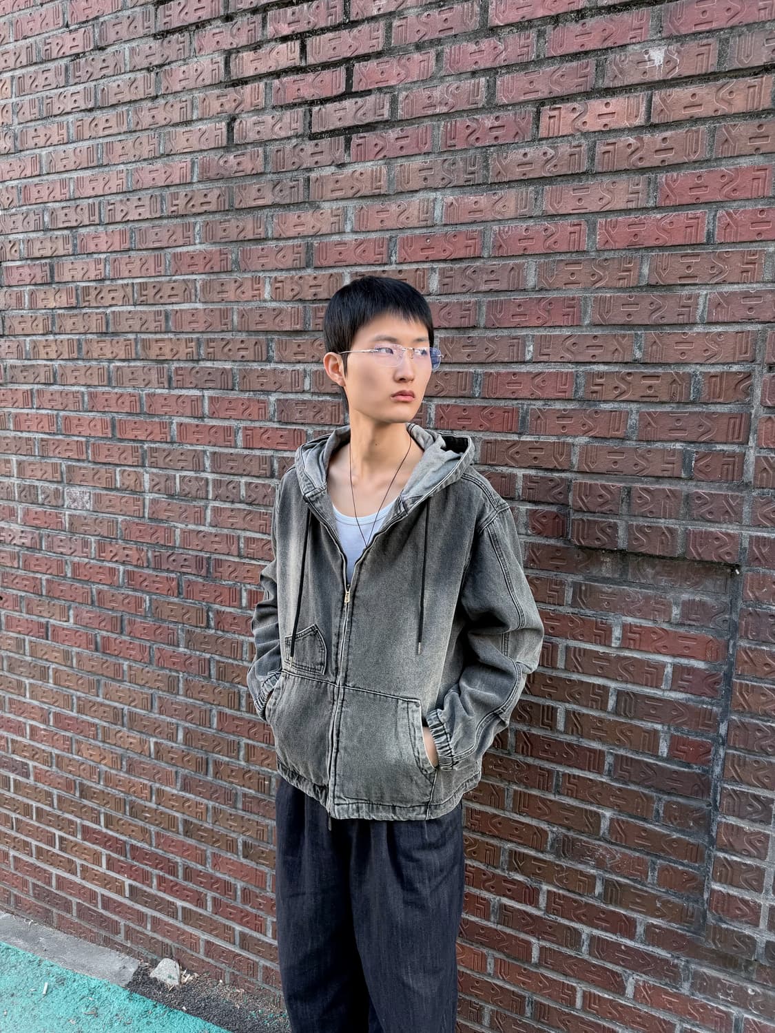 DIMITRI BLACK 빈티지 워싱 그레이 데님 후드 집업 상품이미지3