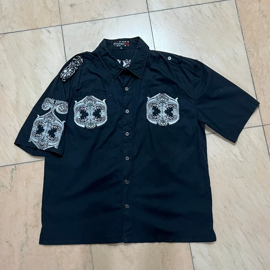 4XL vtg y2k 풀자수 오버핏 반팔셔츠 상품이미지2