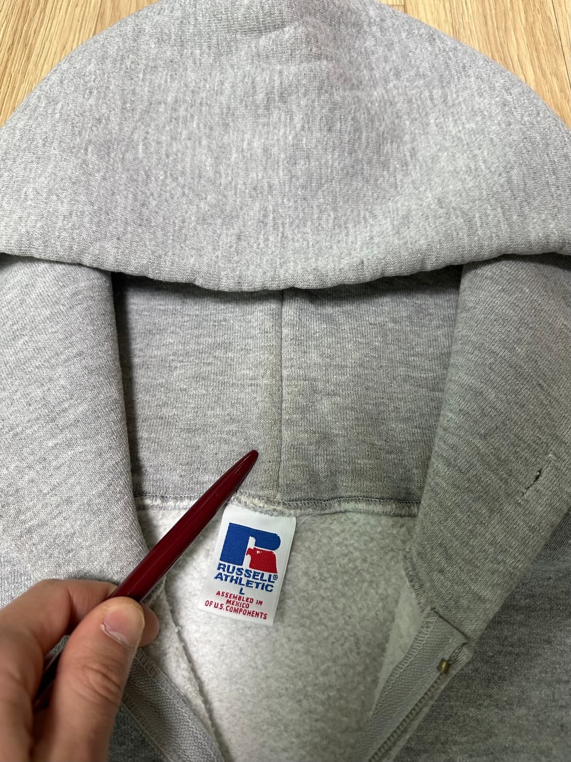 90s 빈티지 러셀 후드집업 그레이 L 상품이미지6